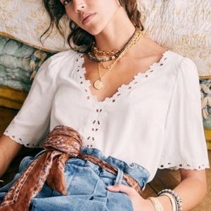 SÉZANE_ Ilonie White Silk Blouse Size 6